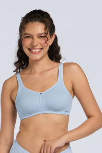 Amante Non Padded Non Wired Cotton Super Support Bra - Skyway — thumbnail 1