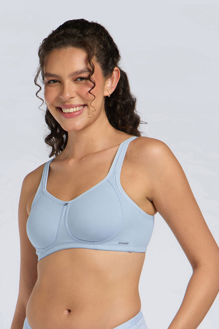 Amante Non Padded Non Wired Cotton Super Support Bra - Skyway — image 2