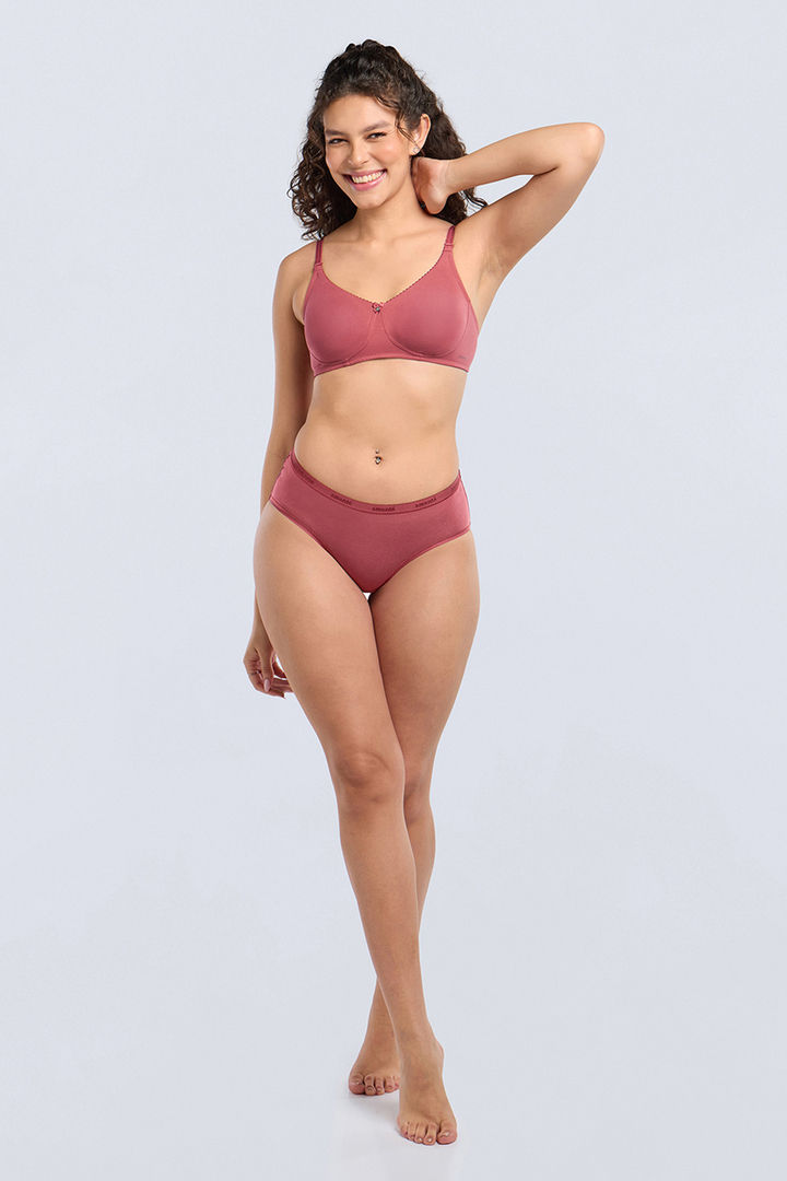 Amante Solid Non Padded All Day Comfort Super Support Bra - Garnet — image 5