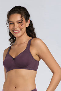 Amante Solid Non Padded Wirefree Magic Shaper Super Support Bra - Fig — thumbnail 2
