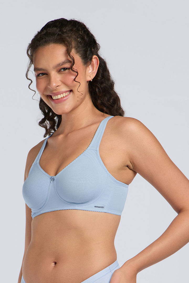 Amante Solid Non Padded Wirefree Magic Shaper Super Support Bra - Skyway — image 2