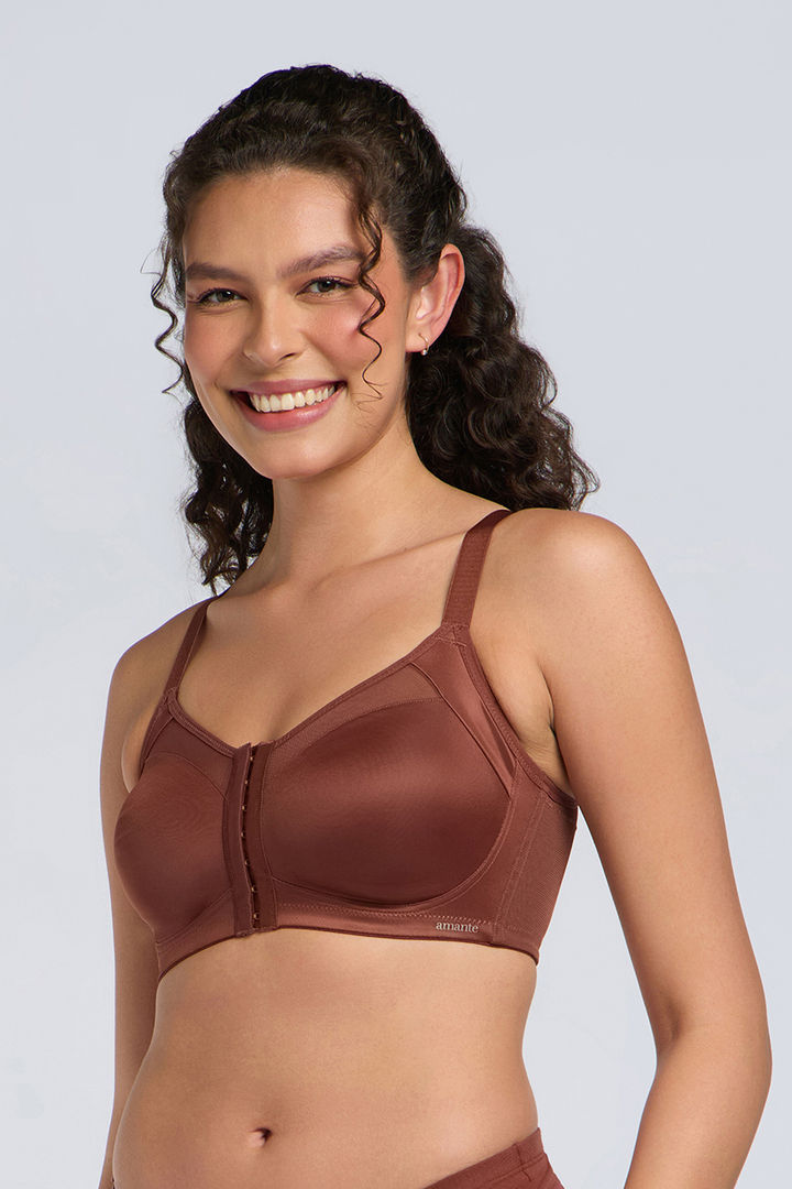 Amante Non Padded Non Wired Criss Cross Mesh Posture Corrector Bra - Cinnamon — image 2