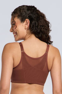 Amante Non Padded Non Wired Criss Cross Mesh Posture Corrector Bra - Cinnamon — thumbnail 3