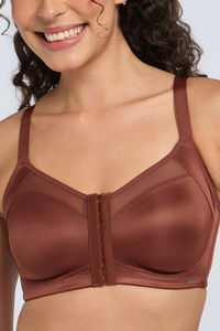Amante Non Padded Non Wired Criss Cross Mesh Posture Corrector Bra - Cinnamon — thumbnail 4
