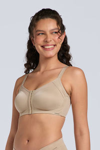 Amante Non Padded Non Wired Criss Cross Mesh Posture Corrector Bra - Sesame — thumbnail 2
