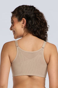 Amante Non Padded Non Wired Criss Cross Mesh Posture Corrector Bra - Sesame — thumbnail 3
