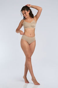Amante Non Padded Non Wired Criss Cross Mesh Posture Corrector Bra - Sesame — thumbnail 5
