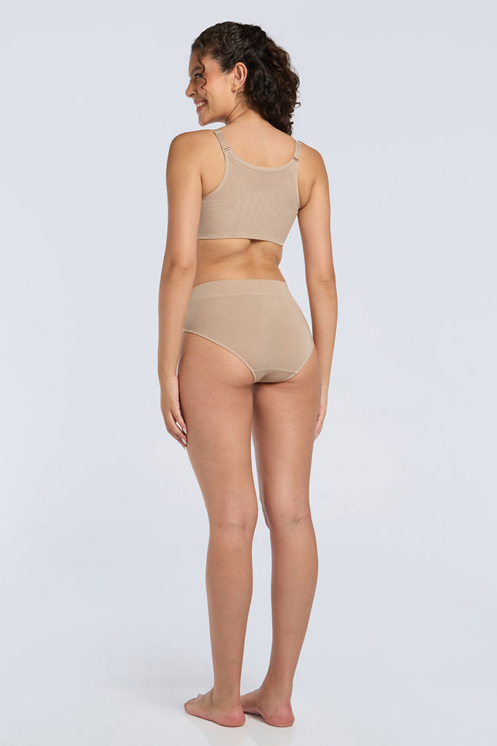 Amante Non Padded Non Wired Criss Cross Mesh Posture Corrector Bra - Sesame — image 6