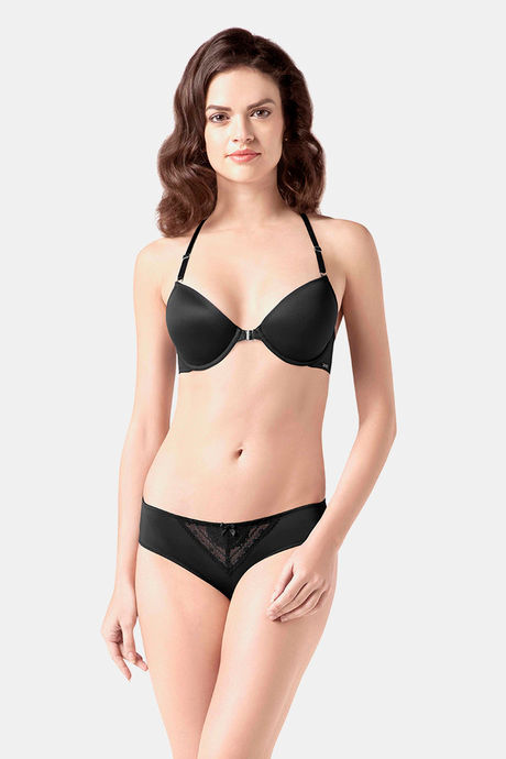 Amante Low Rise 3/4th Coverage Chic Crochet Lace Bikini Panty - Black  — image 4