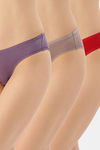 Amante (Pack Of 3) Bikini Low Rise Cotton Panty - Purple Beige Red — thumbnail 1