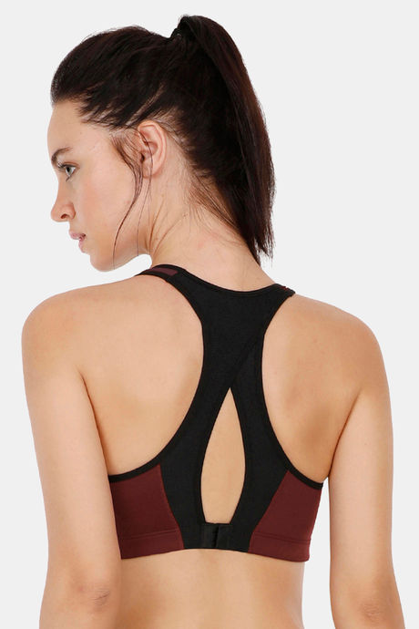 Amante Padded High Impact Racerback Sports Bra- Red — image 2