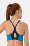 Amante High Impact Padded Easy Movement Racerback Sports Bra - Blue — thumbnail 3
