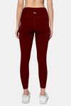 Amante High Rise Anti Microbial Leggings - Burgundy — thumbnail 3