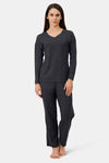 Amante Knit Cotton Blend Pyjama - Charcoal — thumbnail 5