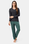 Amante Knit Cotton Blend Pyjama - Olive — thumbnail 5