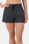 Amante Knit Cotton Blend Shorts - Charcoal — thumbnail 1