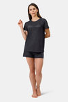 Amante Knit Cotton Blend Shorts - Charcoal — thumbnail 5