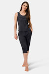 Amante Knit Cotton Blend Capri - Charcoal — thumbnail 5