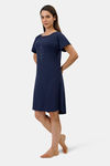 Amante Cotton Blend Boat Neck Knee Length Sleep Dress - Navy — thumbnail 2