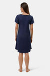 Amante Cotton Blend Boat Neck Knee Length Sleep Dress - Navy — thumbnail 3