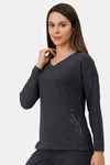 Amante Knit Cotton Blend Top - Charcoal — thumbnail 2
