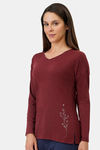 Amante Knit Cotton Blend Top - Maroon — thumbnail 2