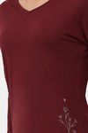 Amante Knit Cotton Blend Top - Maroon — thumbnail 4