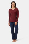 Amante Knit Cotton Blend Top - Maroon — thumbnail 5