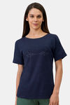 Amante Knit Cotton Blend Top - Navy — thumbnail 1