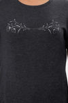 Amante Knit Cotton Blend Top - Charcoal — thumbnail 3