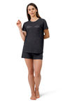 Amante Knit Cotton Blend Top - Charcoal — thumbnail 5