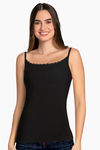 Amante Cotton Elastane Camisole - Black — thumbnail 1