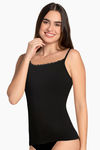 Amante Cotton Elastane Camisole - Black — thumbnail 2