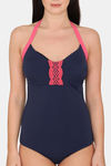 Amante Polyamide Elastane Tie-On Maillot - New Navy — thumbnail 5