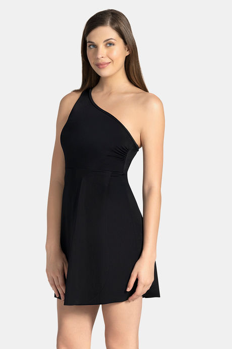 Amante Nylon Slip-On Swimdress - Black — image 2