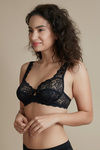 Zivame Luxe Lace Single Layered Wired Medium Coverage Lace Bra-Black — thumbnail 2