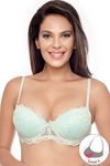 Zivame Lace Embrace Convertible Straps Extreme Push Up Bra-Offwhite and Green — thumbnail 2