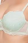 Zivame Lace Embrace Convertible Straps Extreme Push Up Bra-Offwhite and Green — thumbnail 3