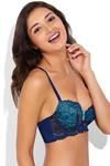Zivame Cuppa Contrast Padded Longline Bra- Black n Blue — thumbnail 4