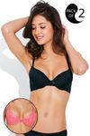 Zivame All That Lace Padded Wired Low Coverage Bra-Black Coral — thumbnail 1