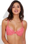 Zivame All That Lace Padded Wired Low Coverage Bra-Black Coral — thumbnail 2