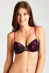 Zivame Push Up Wired Low Coverage Bra-Black Pink — thumbnail 1