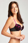 Zivame Push Up Wired Low Coverage Bra-Black Pink — thumbnail 3