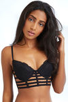Zivame Lace Touch Gentle Push Up Longline Cage Bra-Black — thumbnail 2