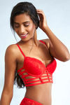 Zivame Lace Touch Gentle Push Up Longline Cage Bra-Red — thumbnail 3