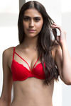 Zivame Lace Touch Demi Coverage Laser Wings Bra-Red — thumbnail 4