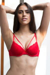 Zivame Lace Touch Demi Coverage Laser Wings Bra-Red — thumbnail 5
