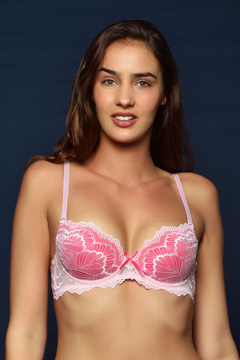 model image of Zivame Cuppa Contrast Push Up Wired Low Coverage Bra-Dark Pink