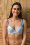 Zivame All That Lace Padded Wired Low Coverage Bra-Blue — thumbnail 3