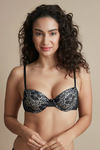 Zivame Luxe Lace Push Up Wired Medium Coverage Bra-Black — thumbnail 1